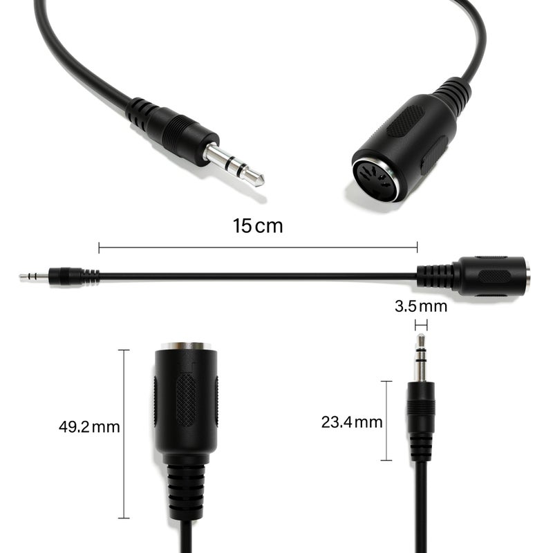 ExcelValley - Female DIN MIDI Adapter Breakout Conversion Cable - Mini/Micro Jack [Straight | A-3.5mm] - Image 2